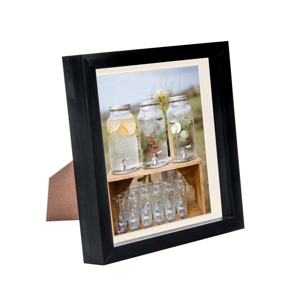 8 x 8 Black 3D Box Photo Frame - with 6 x 6 Mount