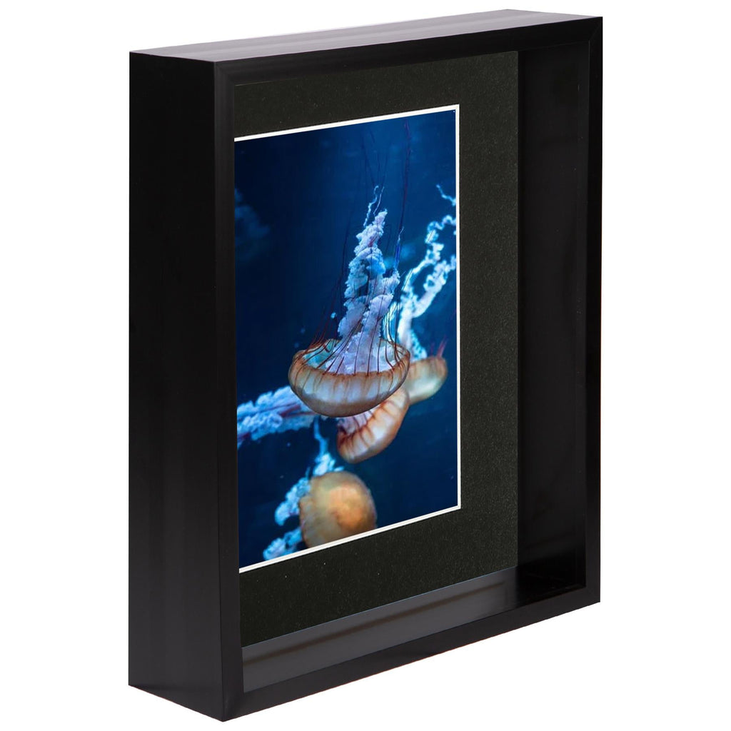 8 x 10 Black 3D Deep Box Photo Frame - with 5 x 7 Mount