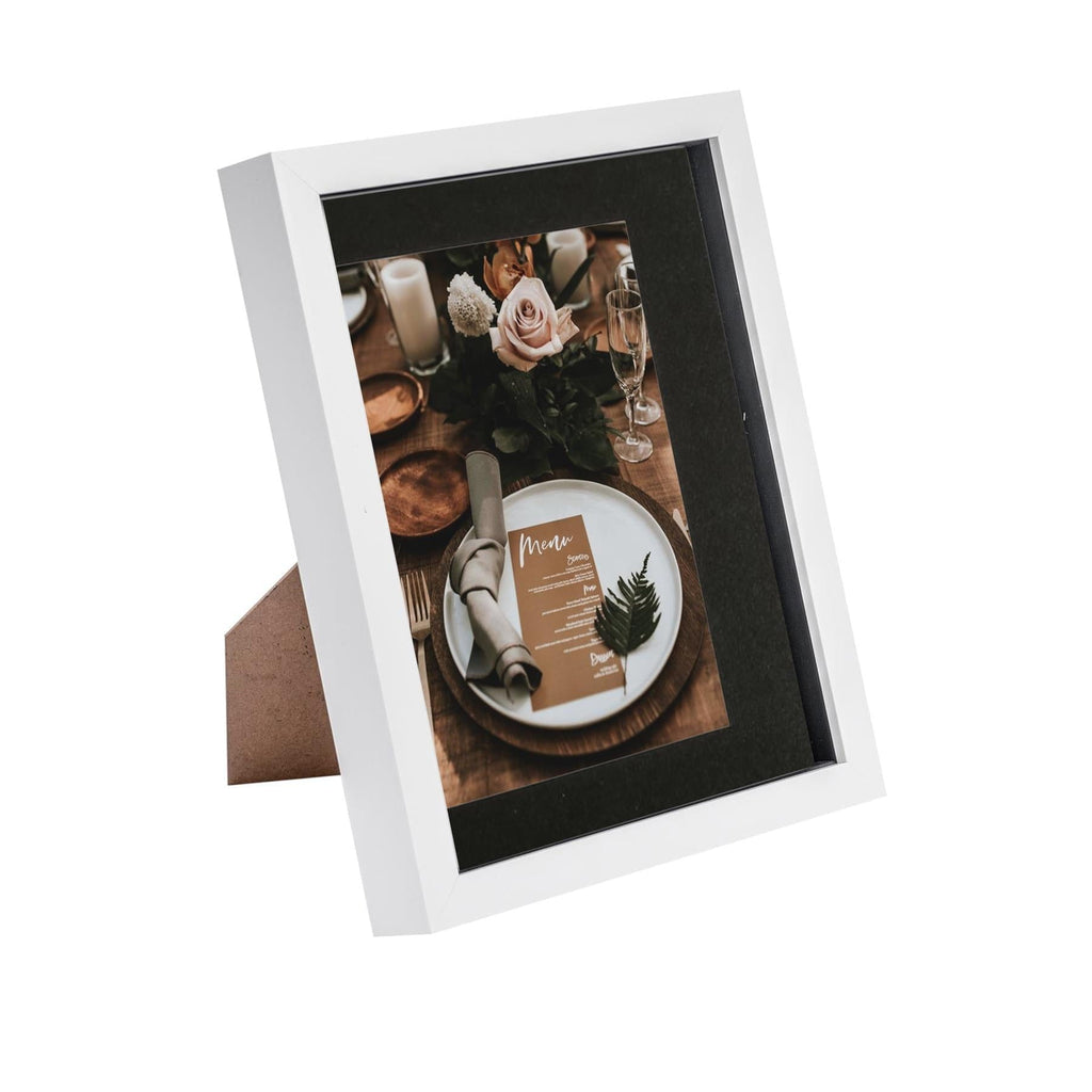 8 x 10 White 3D Box Photo Frame - with 5 x 7 Mount