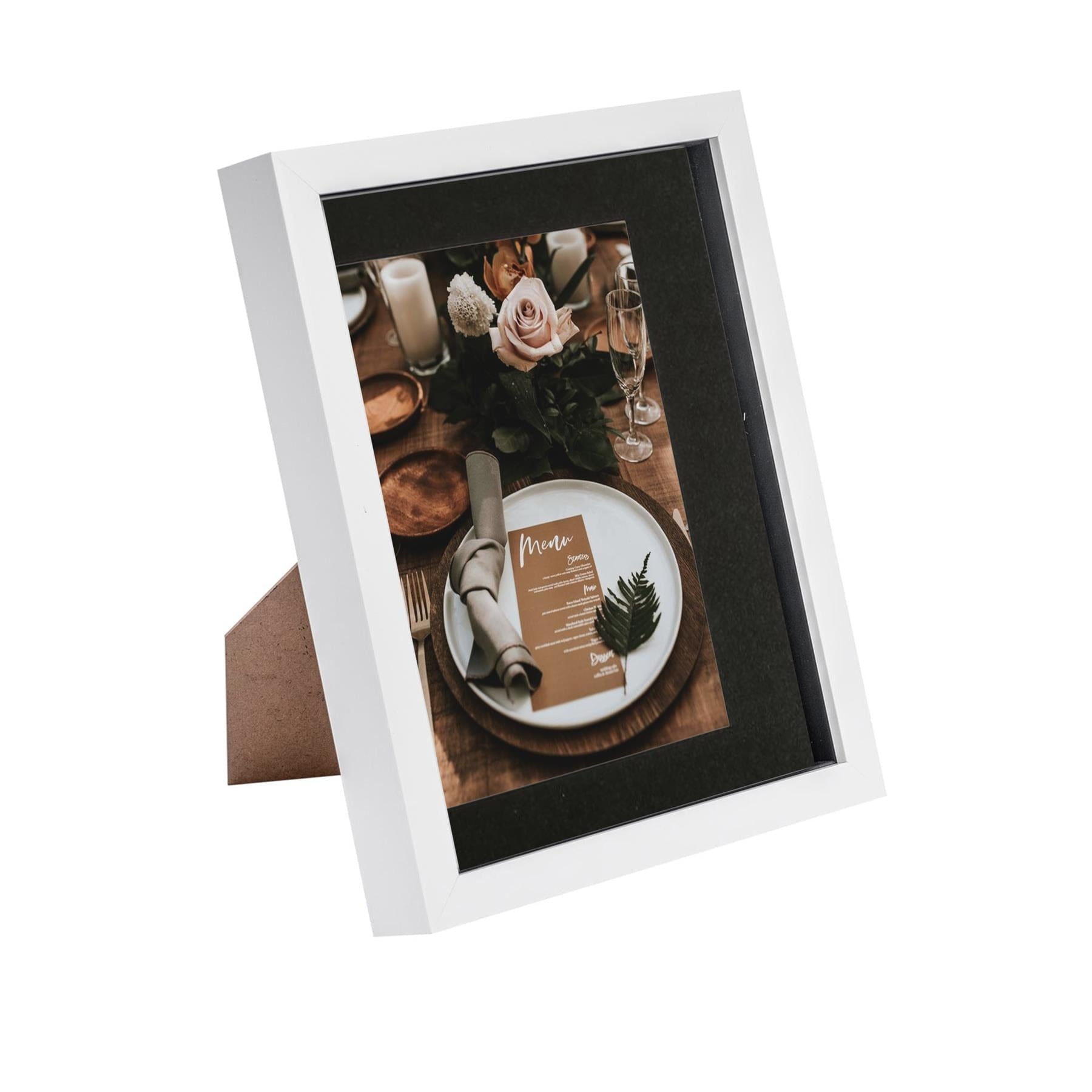 8 x 10 White 3D Box Photo Frame - with 5 x 7 Mount