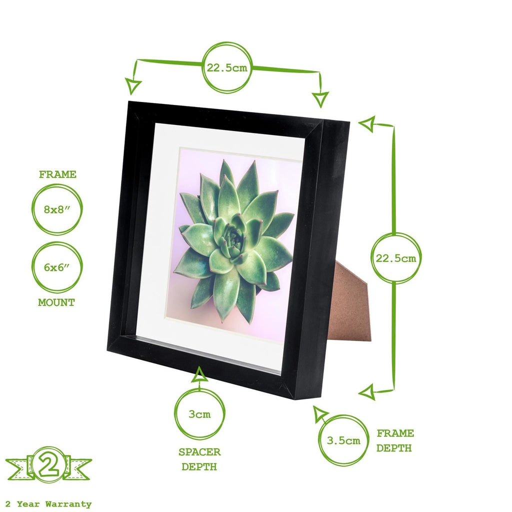 8 x 8 White 3D Box Photo Frame - with 6 x 6 Mount