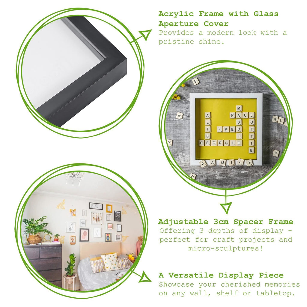 5 x 7 Black 3D Box Photo Frame - with 4 x 6 Mount