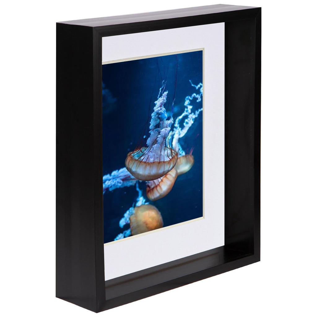 8 x 10 Black 3D Deep Box Photo Frame - with 5 x 7 Mount