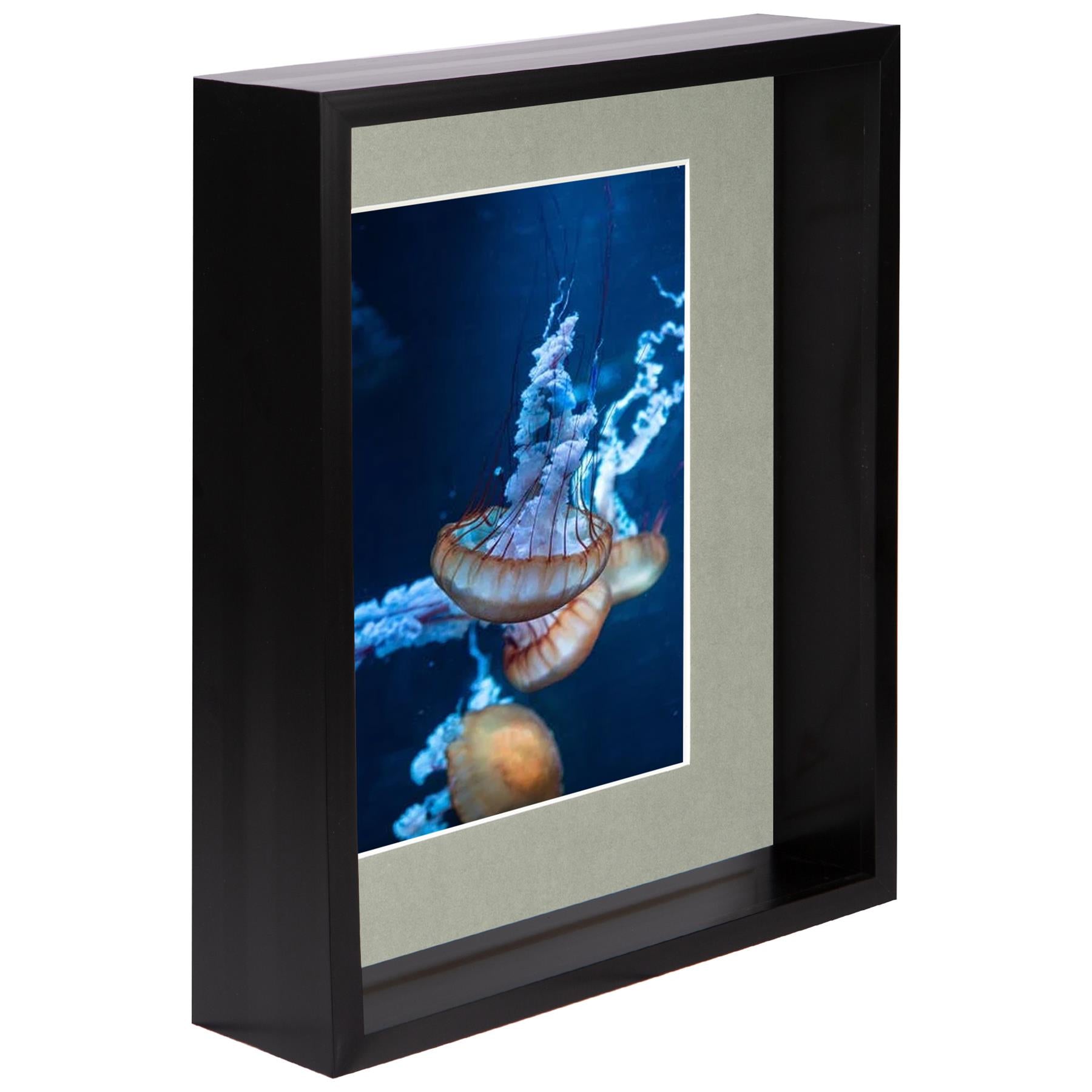 8 x 10 Black 3D Deep Box Photo Frame - with 5 x 7 Mount