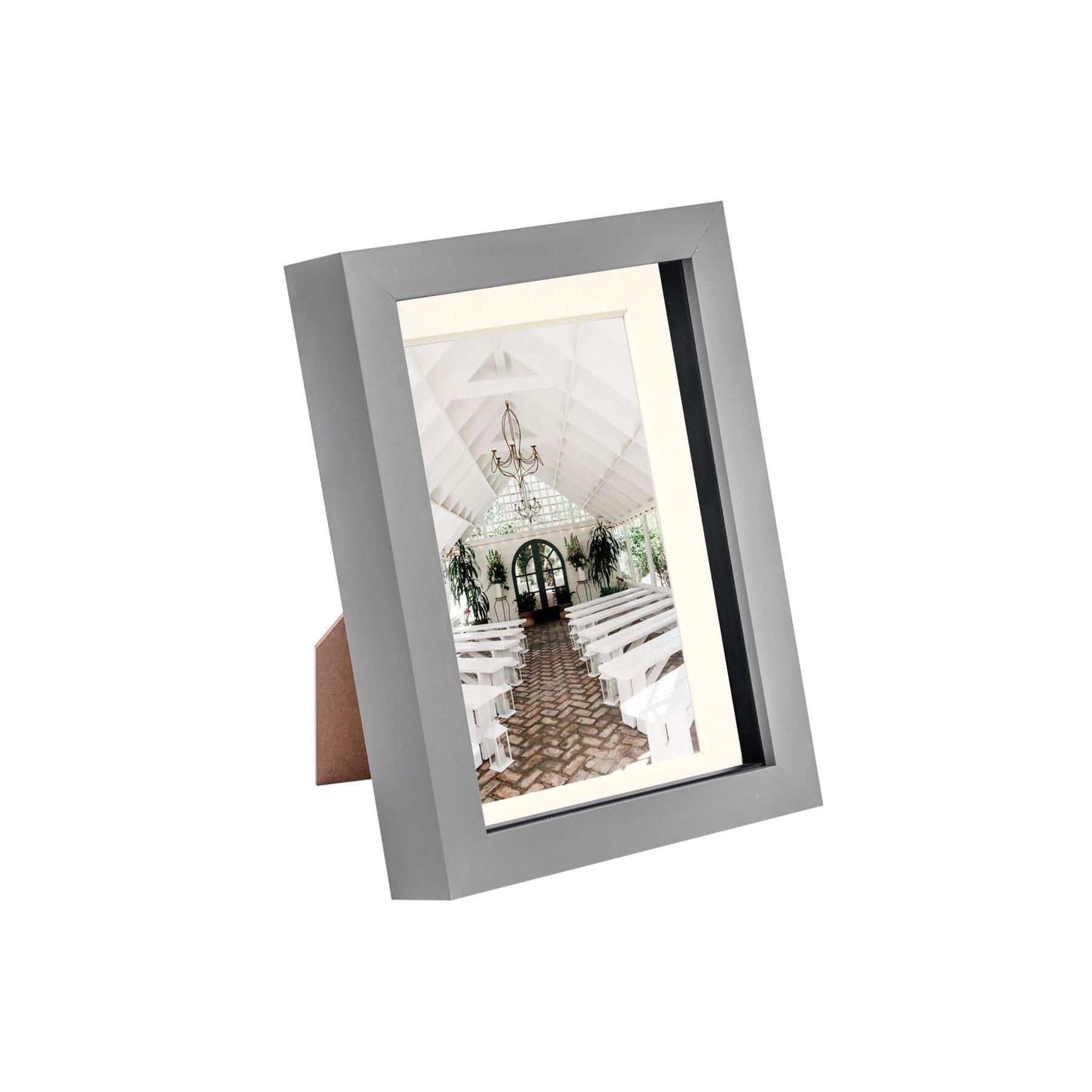 5 x 7 Grey 3D Box Photo Frame - with 4 x 6 Mount
