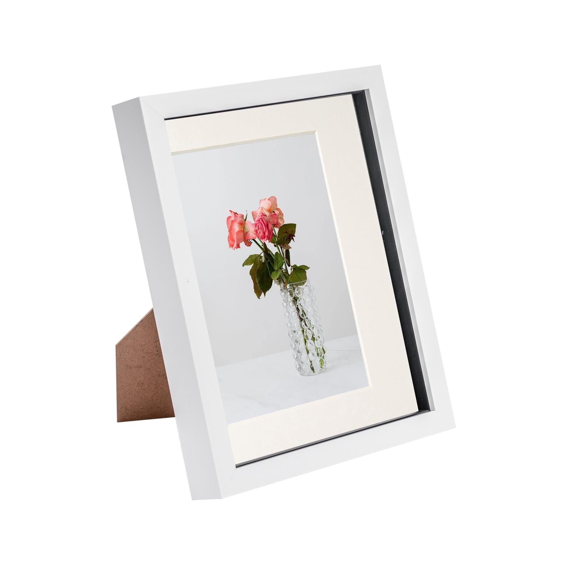 8 x 10 White 3D Box Photo Frame - with 5 x 7 Mount