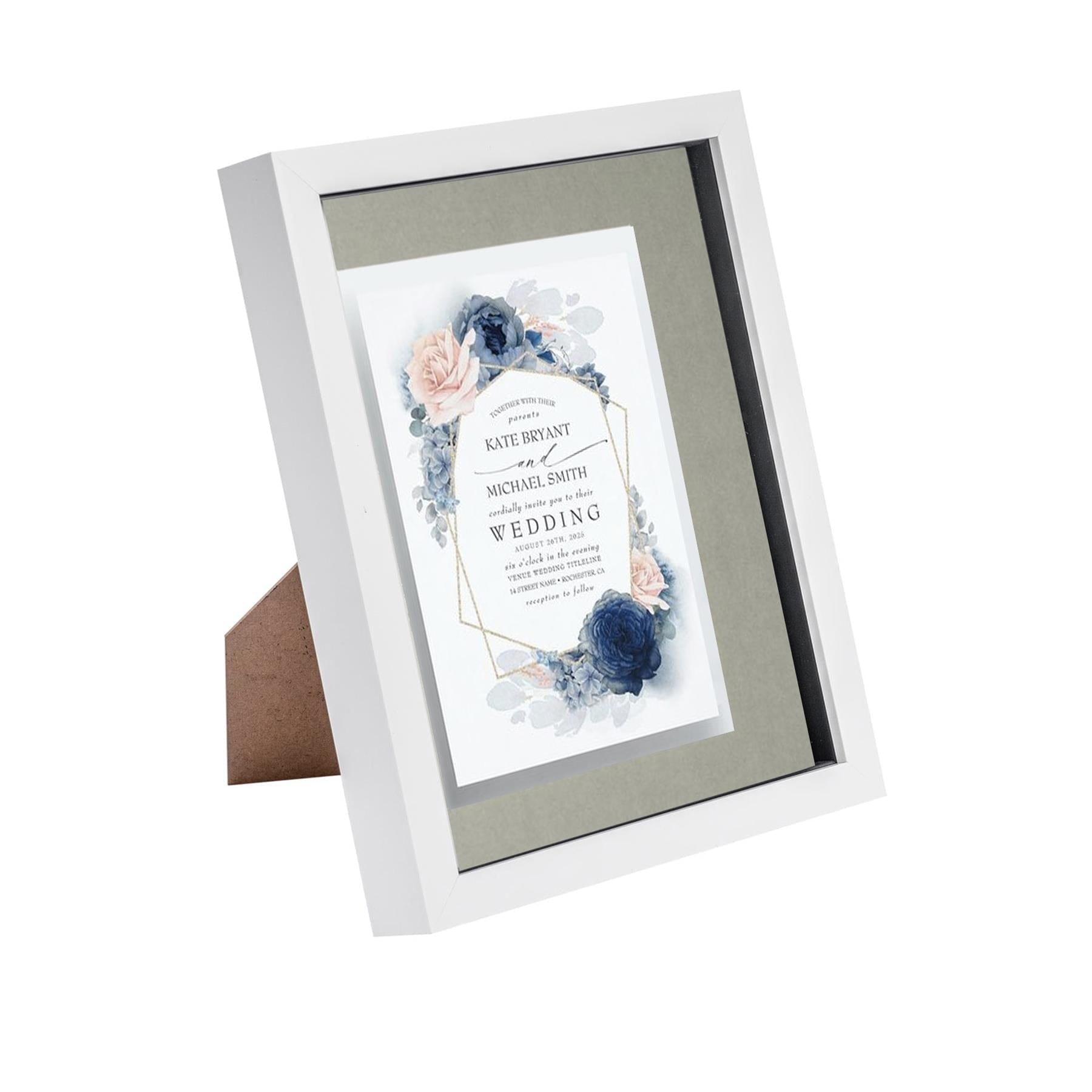 8 x 10 White 3D Box Photo Frame - with 5 x 7 Mount