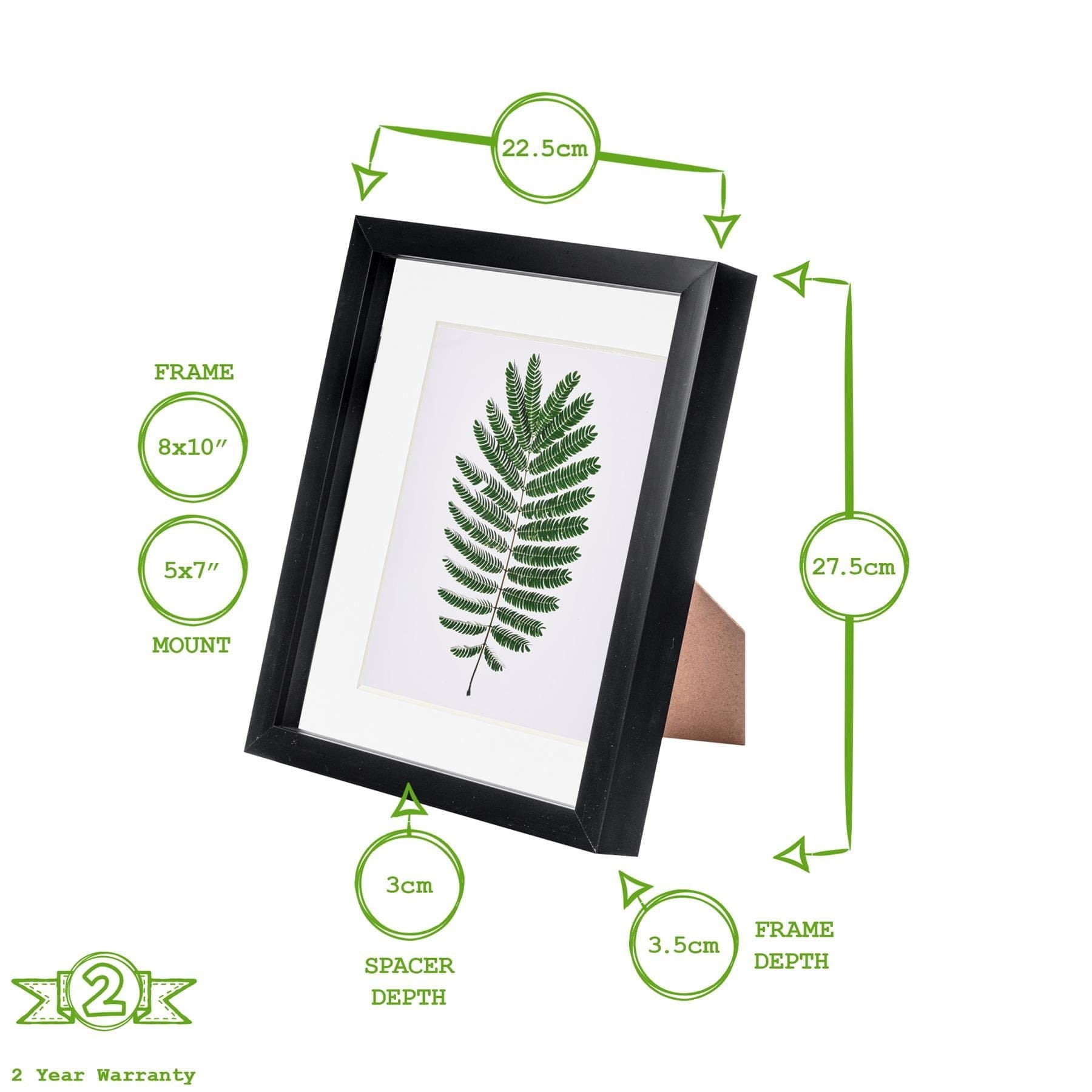 8 x 10 Black 3D Box Photo Frame - with 5 x 7 Mount