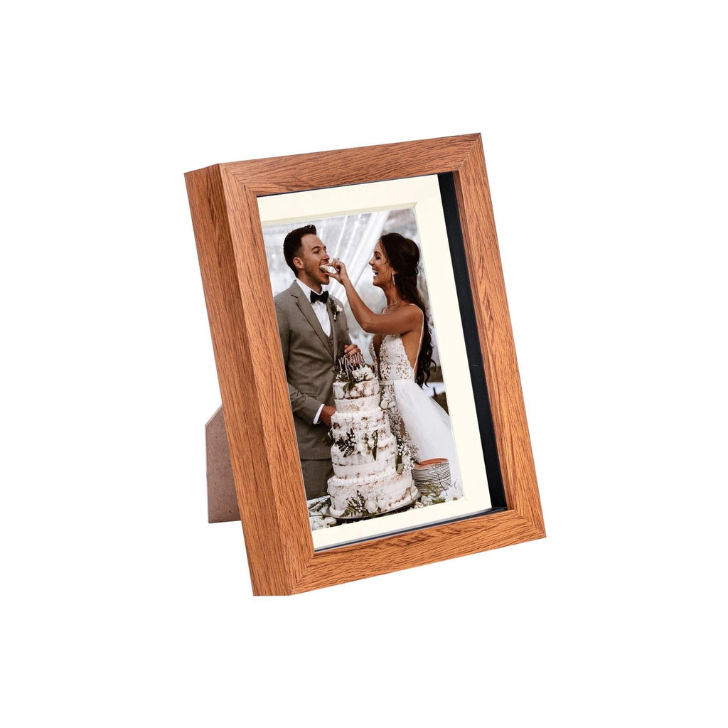 5 x 7 Dark Wood 3D Box Photo Frame - with 4 x 6 Mount