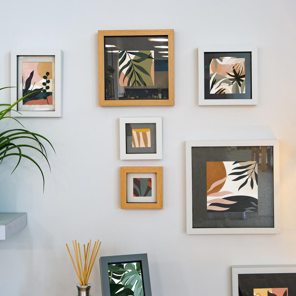 8 x 8 Light Wood 3D Box Photo Frame - with 6 x 6 Mount