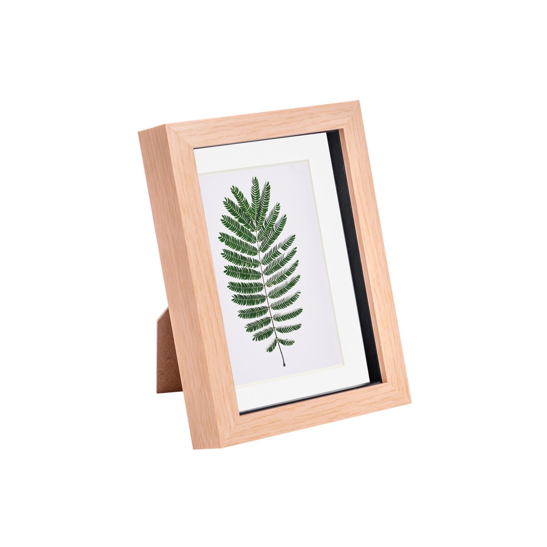 5 x 7 Light Wood 3D Box Photo Frame - with 4 x 6 Mount