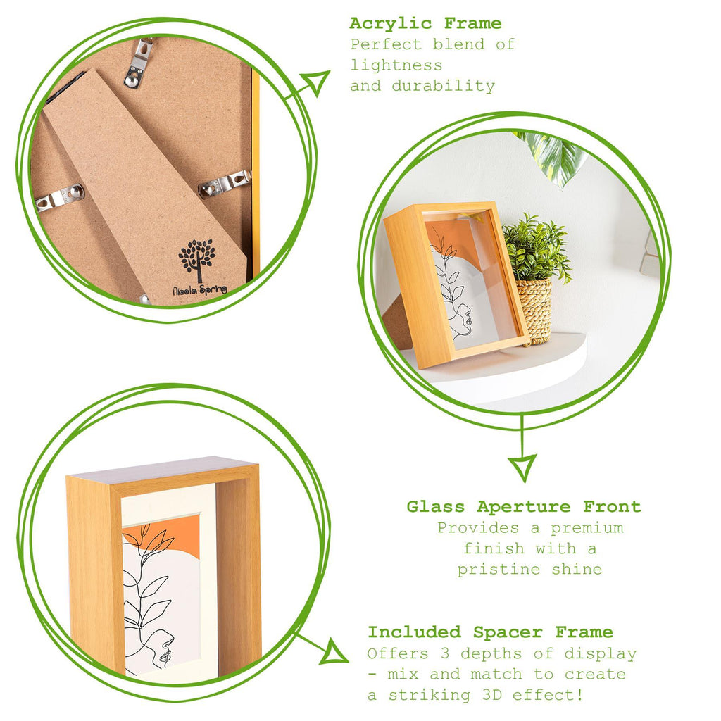 5 x 7 Black 3D Deep Box Photo Frame - with 4 x 6 Mount