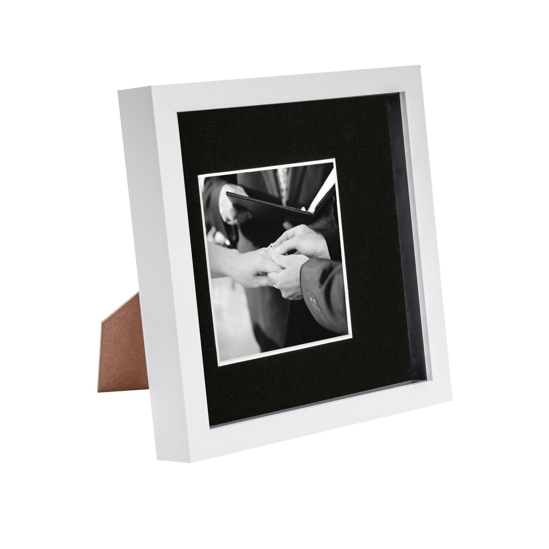 8 x 8 White 3D Box Photo Frame - with 4 x 4 Mount