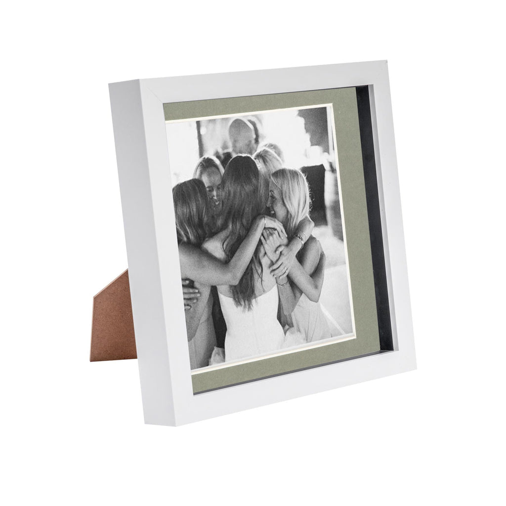 8 x 8 White 3D Box Photo Frame - with 6 x 6 Mount