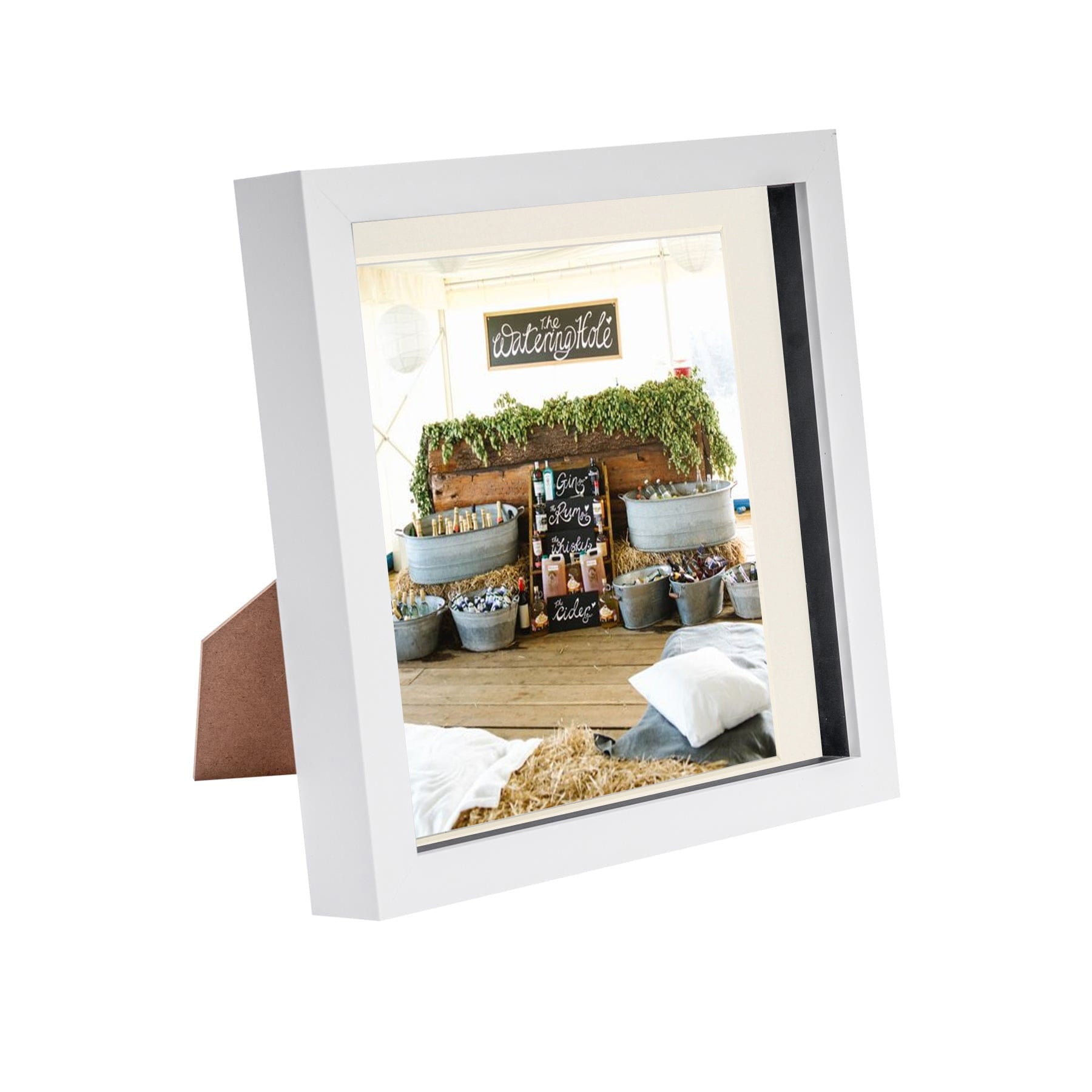 8 x 8 White 3D Box Photo Frame - with 6 x 6 Mount