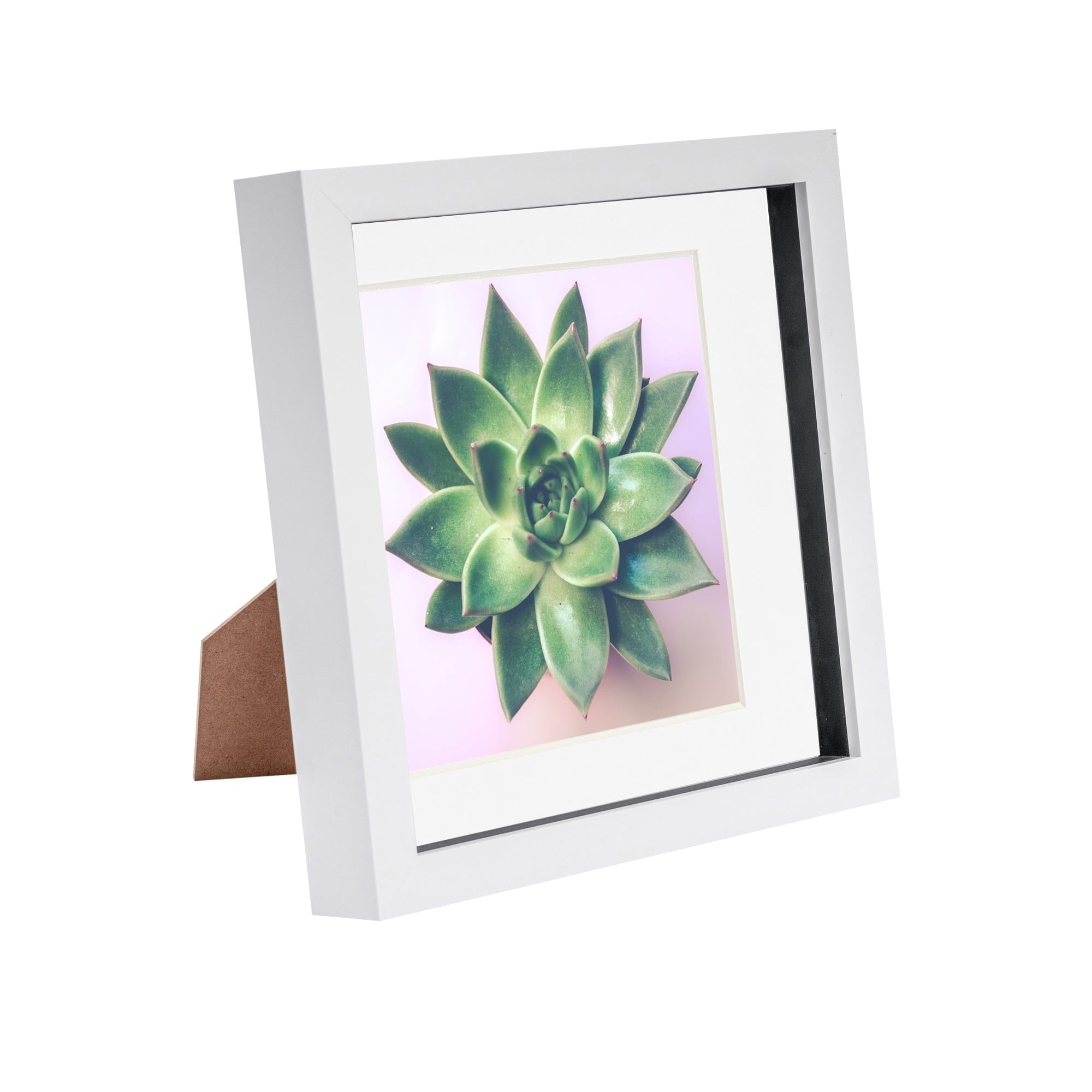 8 x 8 White 3D Box Photo Frame - with 6 x 6 Mount
