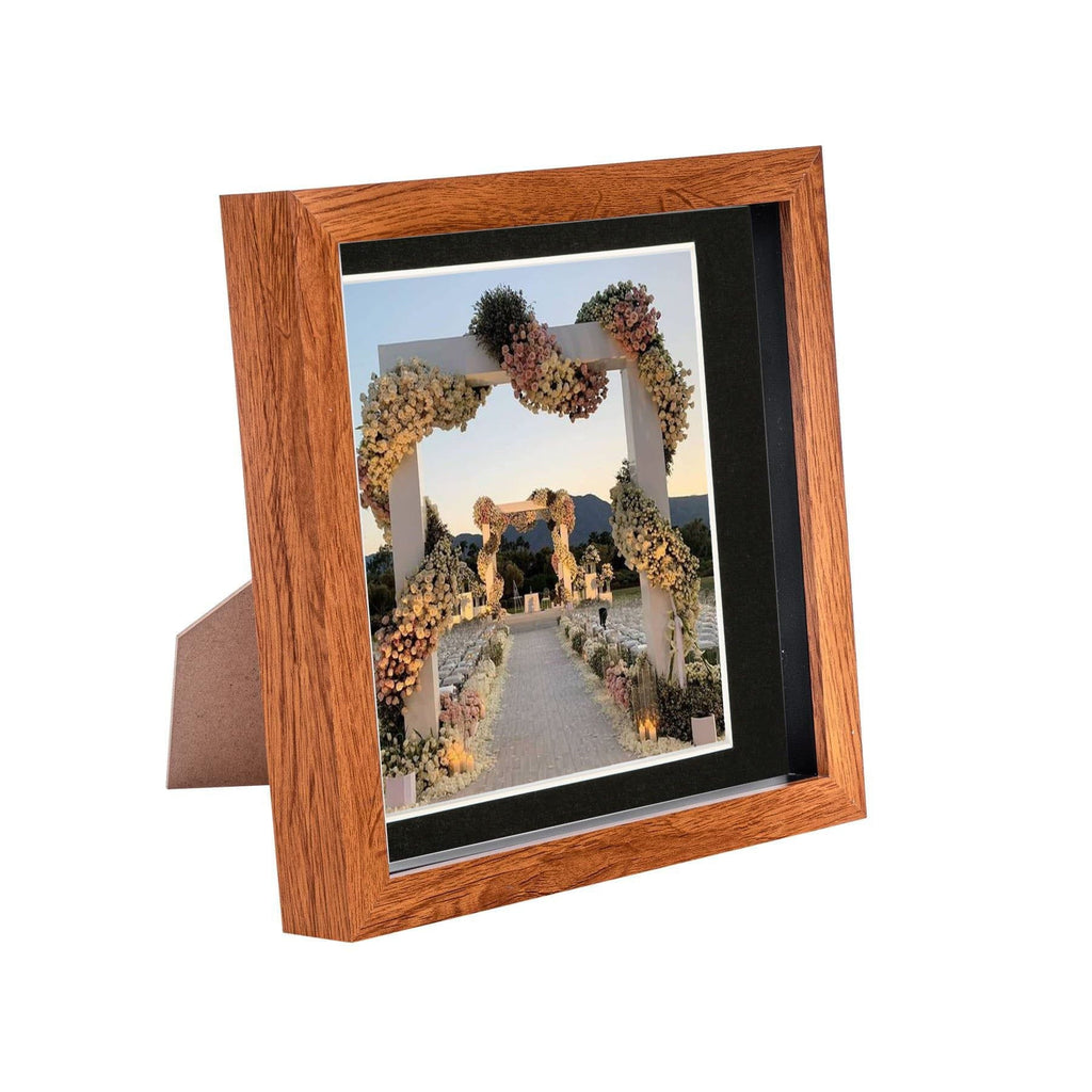 8 x 8 Dark Wood 3D Box Photo Frame - with 6 x 6 Mount
