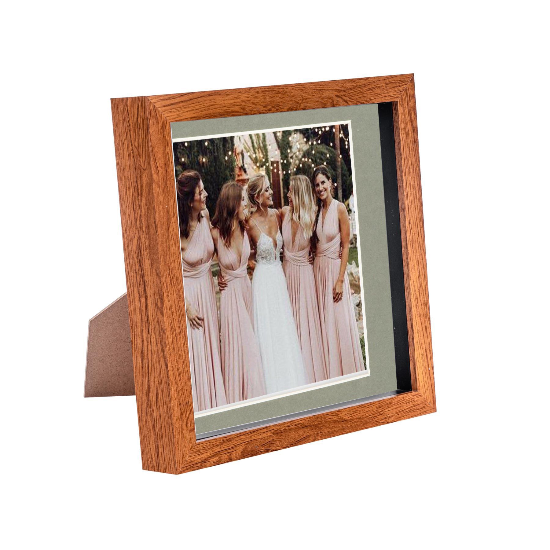 8 x 8 Dark Wood 3D Box Photo Frame - with 6 x 6 Mount
