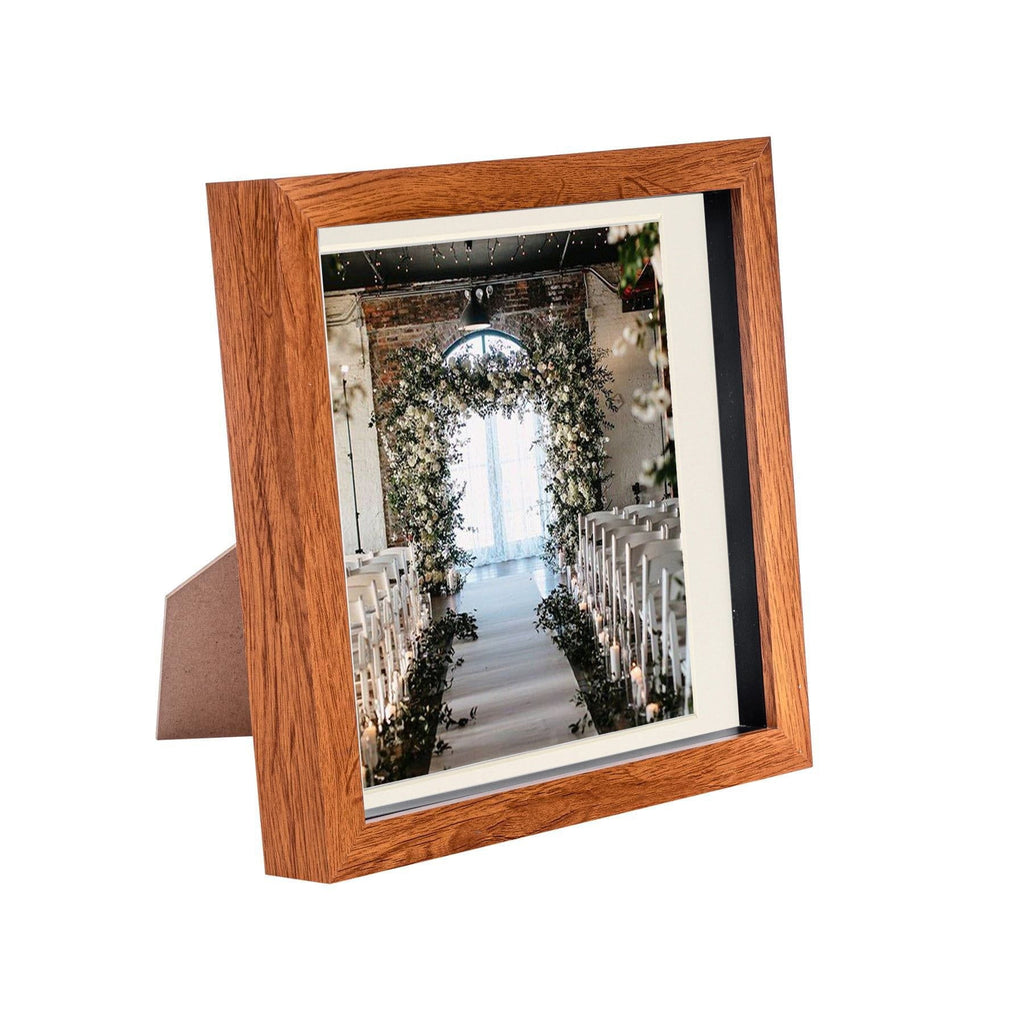 8 x 8 Dark Wood 3D Box Photo Frame - with 6 x 6 Mount