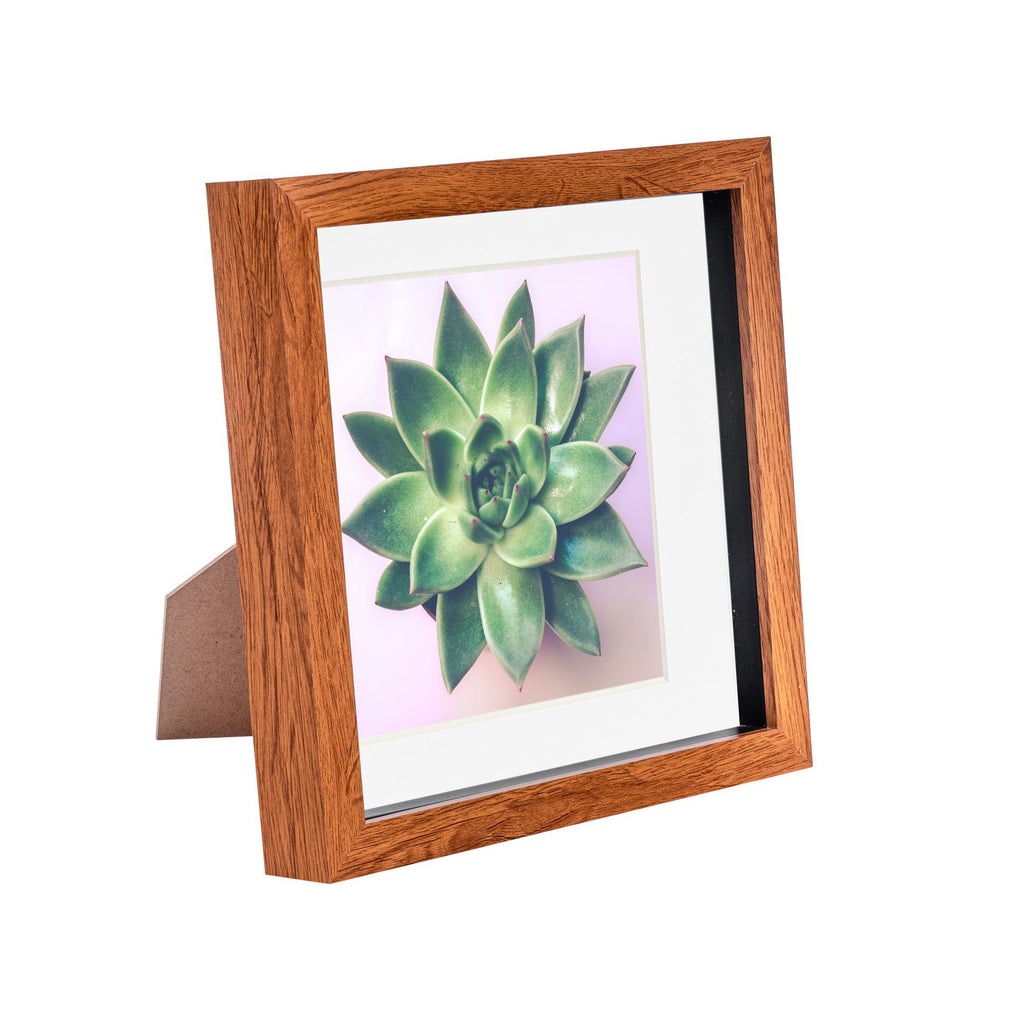 8 x 8 Dark Wood 3D Box Photo Frame - with 6 x 6 Mount