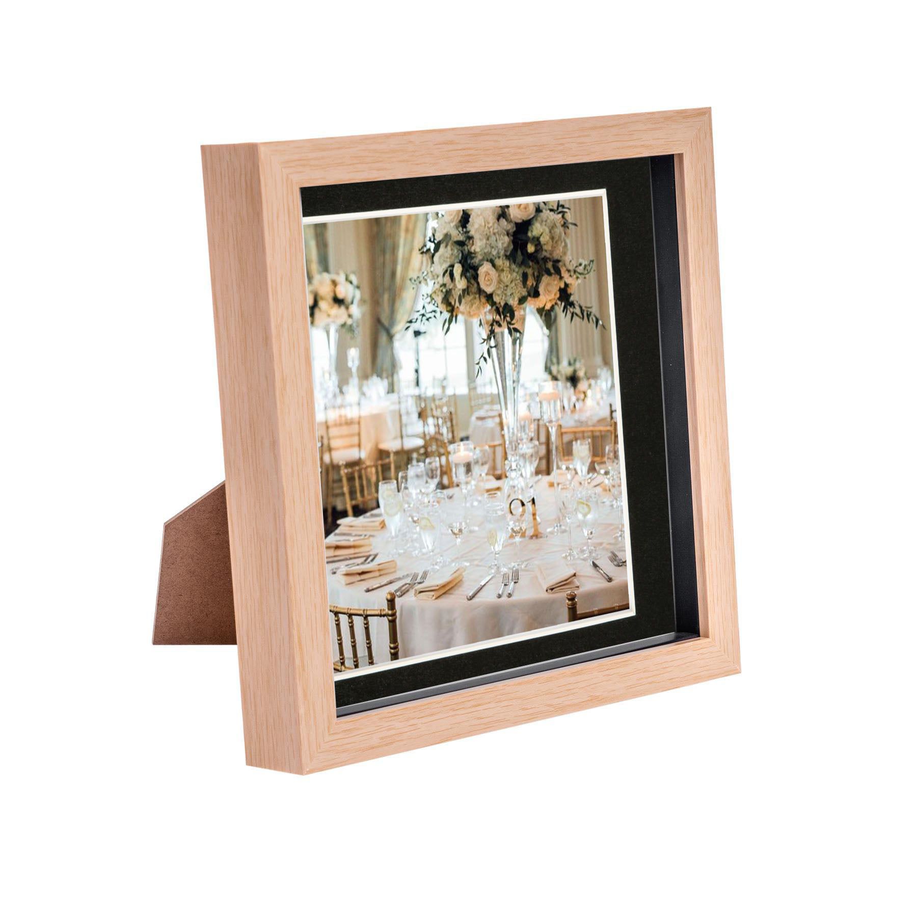8 x 8 Light Wood 3D Box Photo Frame - with 6 x 6 Mount