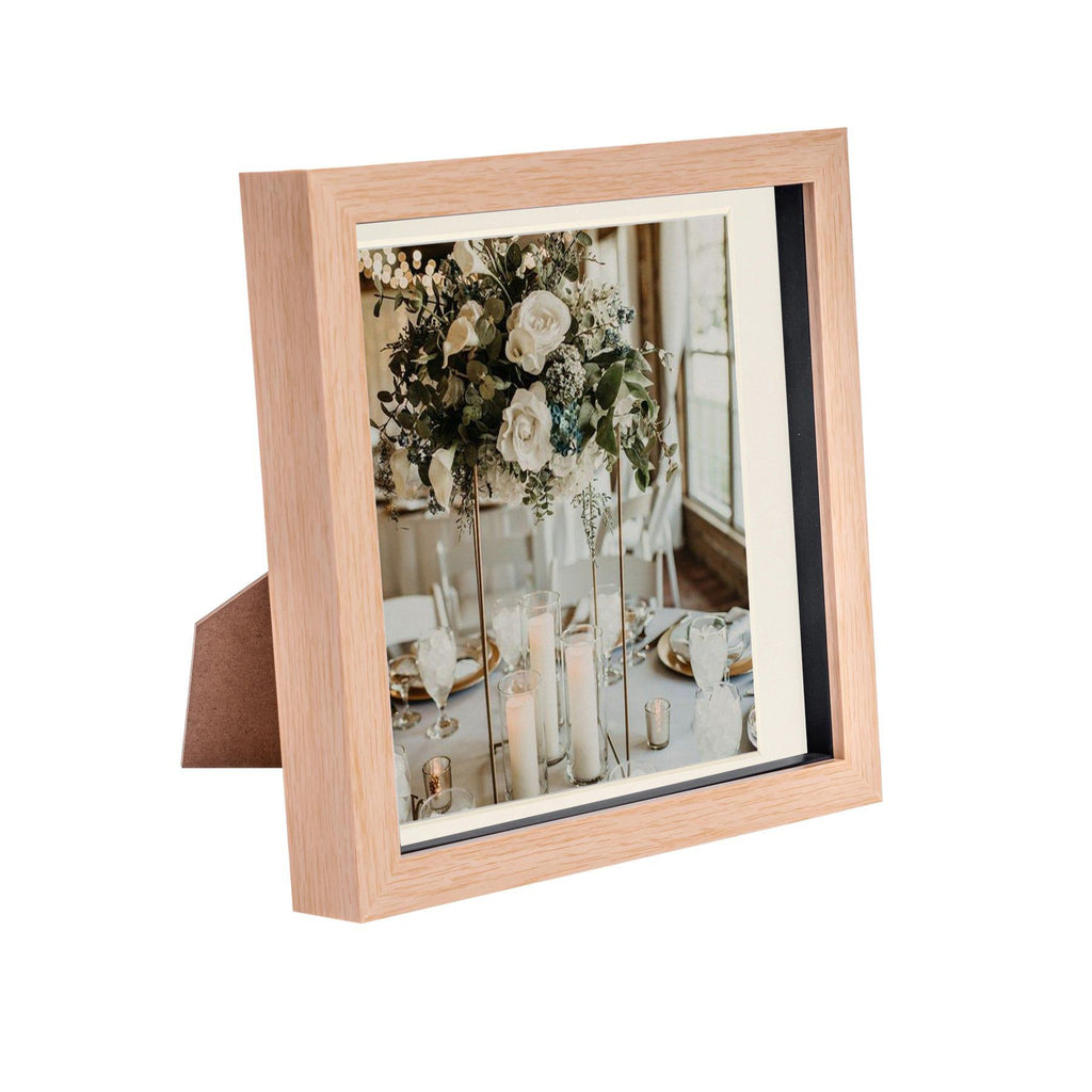 8 x 8 Light Wood 3D Box Photo Frame - with 6 x 6 Mount