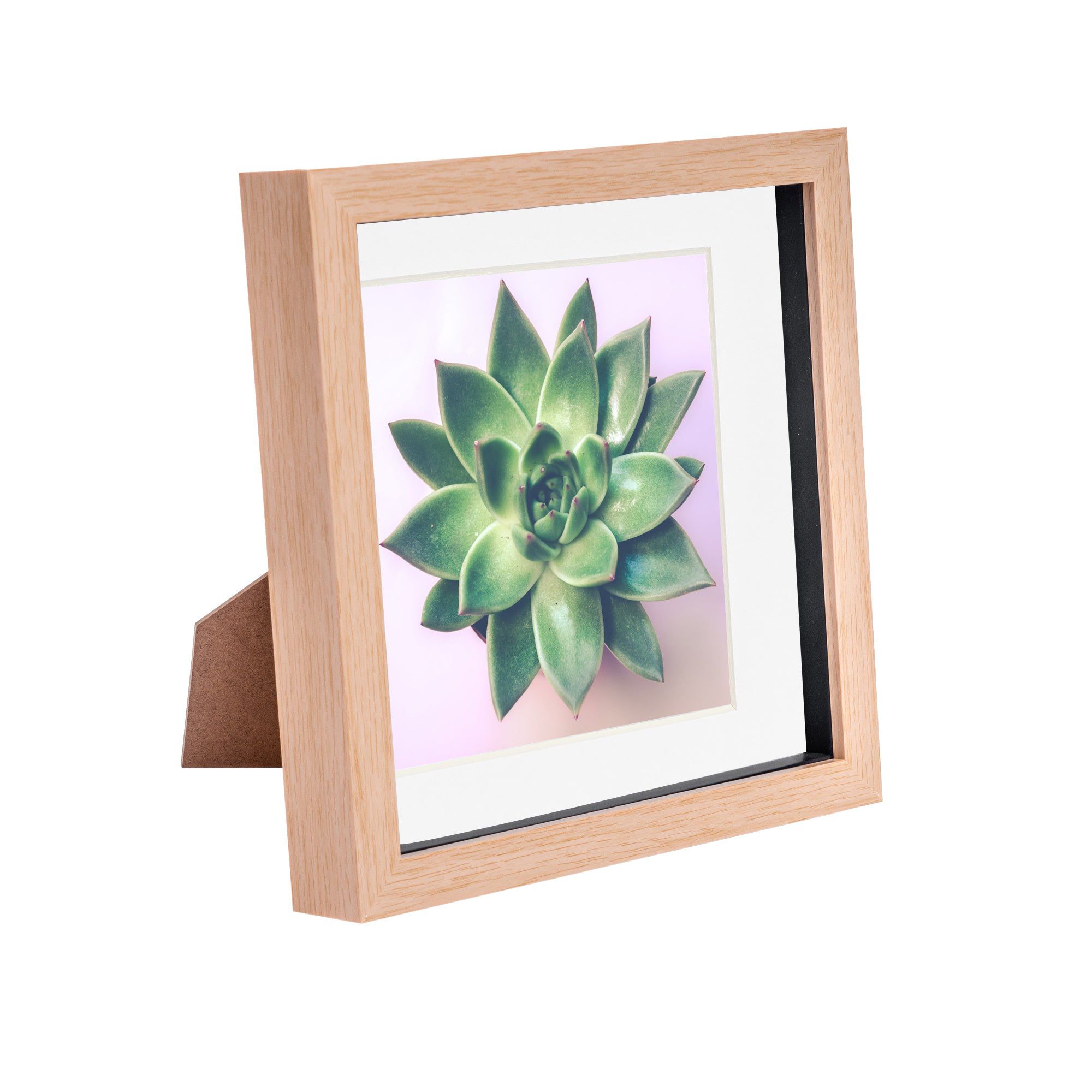 8 x 8 Light Wood 3D Box Photo Frame - with 6 x 6 Mount