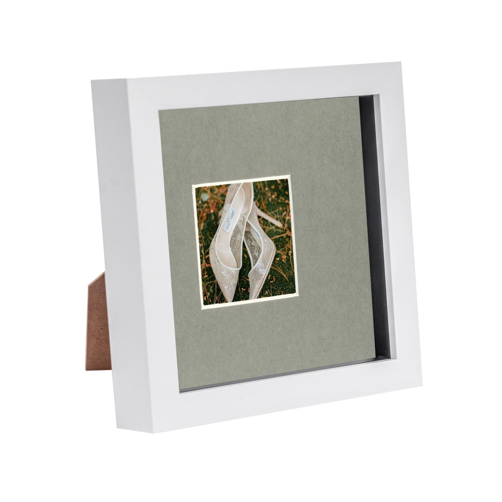 6 x 6 White 3D Box Photo Frame with 2 x 2 Mount
