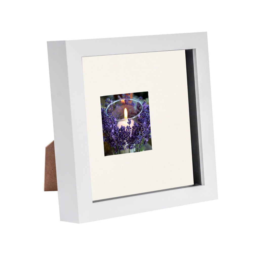 6 x 6 White 3D Box Photo Frame with 2 x 2 Mount