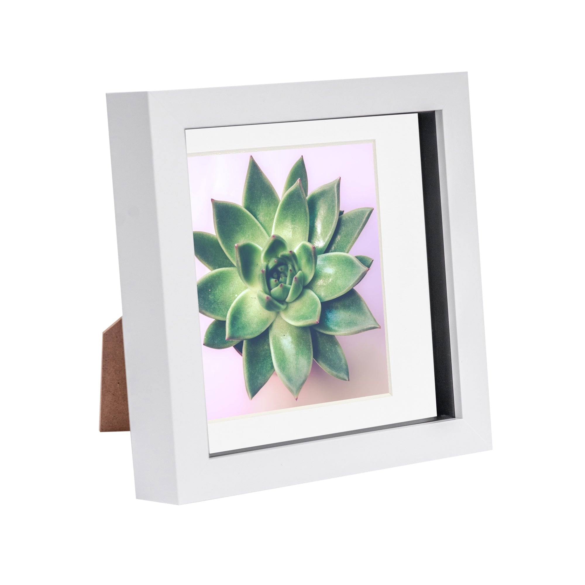 6 x 6 White 3D Box Photo Frame - with 4 x 4 Mount