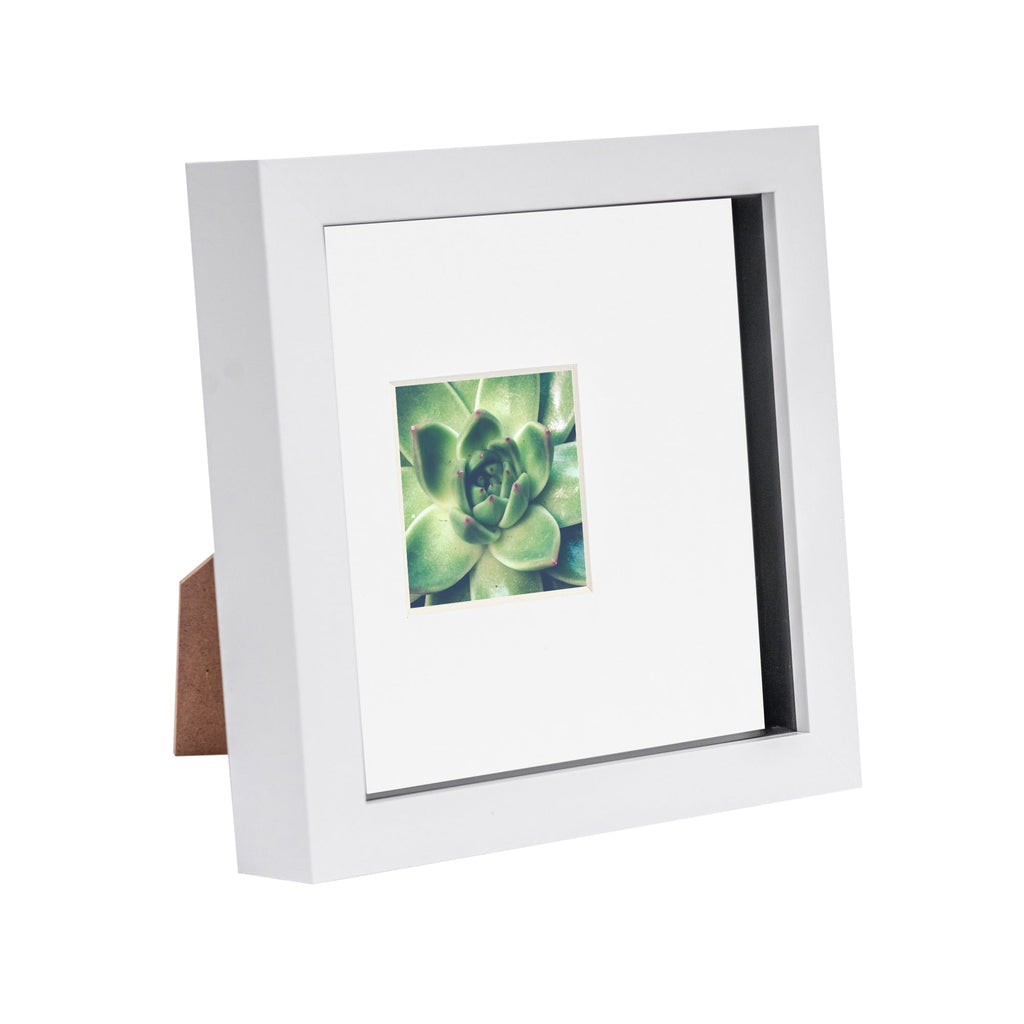 6 x 6 White 3D Box Photo Frame with 2 x 2 Mount