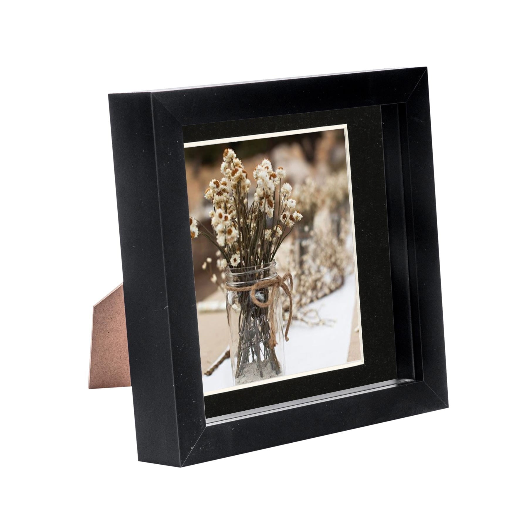 6 x 6 Black 3D Box Photo Frame - with 4 x 4 Mount