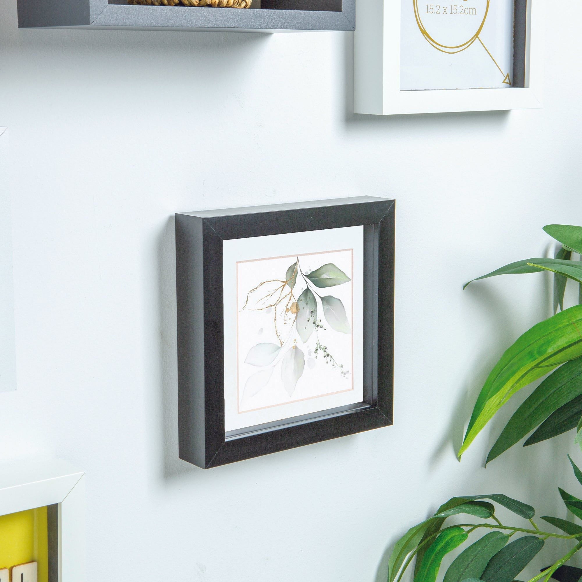 6 x 6 Black 3D Box Photo Frame - with 4 x 4 Mount
