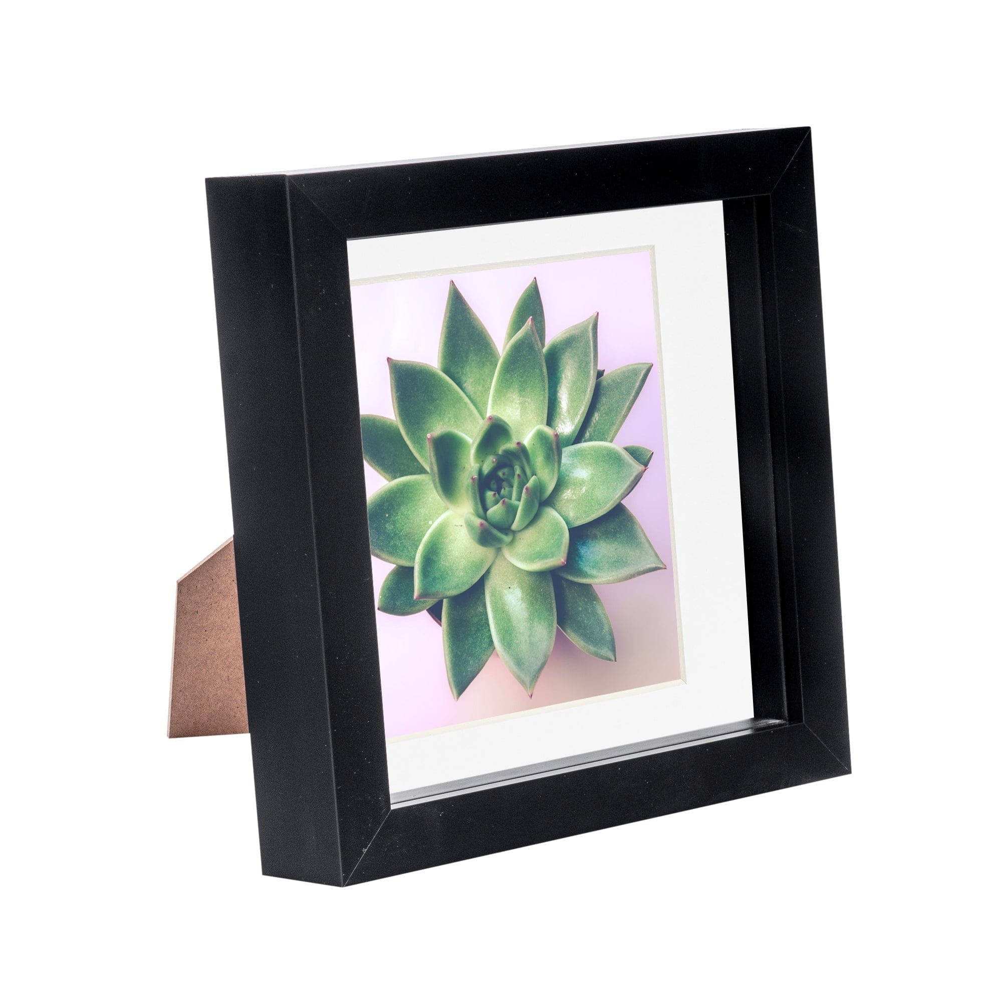6 x 6 Black 3D Box Photo Frame - with 4 x 4 Mount