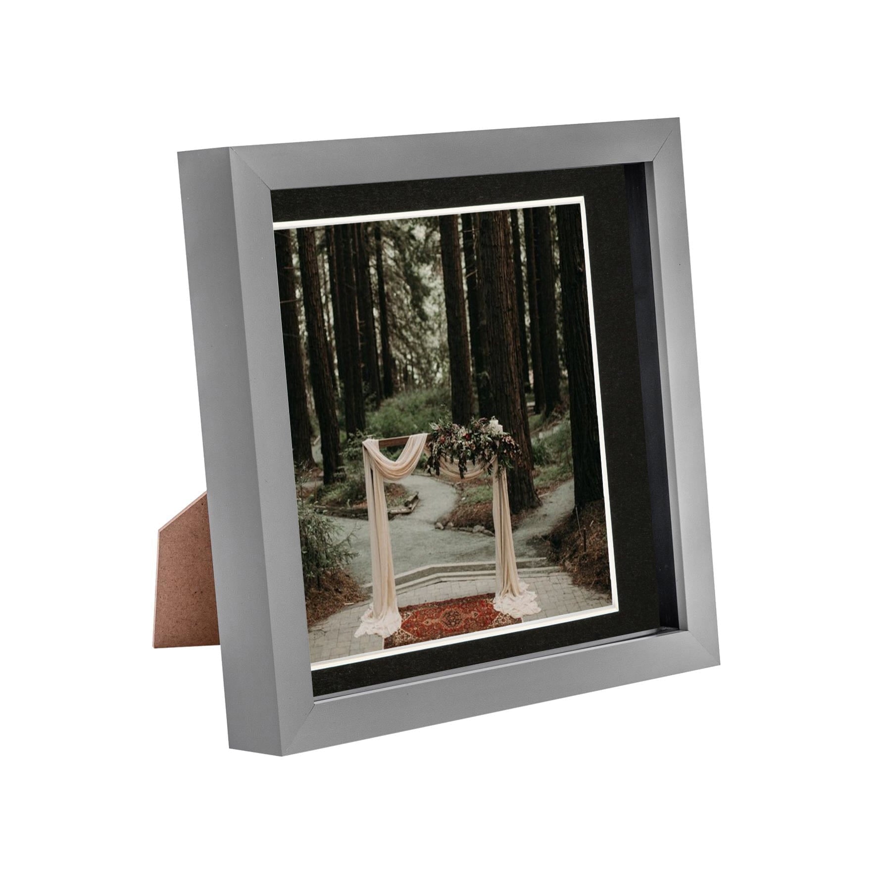 8 x 8 Grey 3D Box Photo Frame - with 6 x 6 Mount