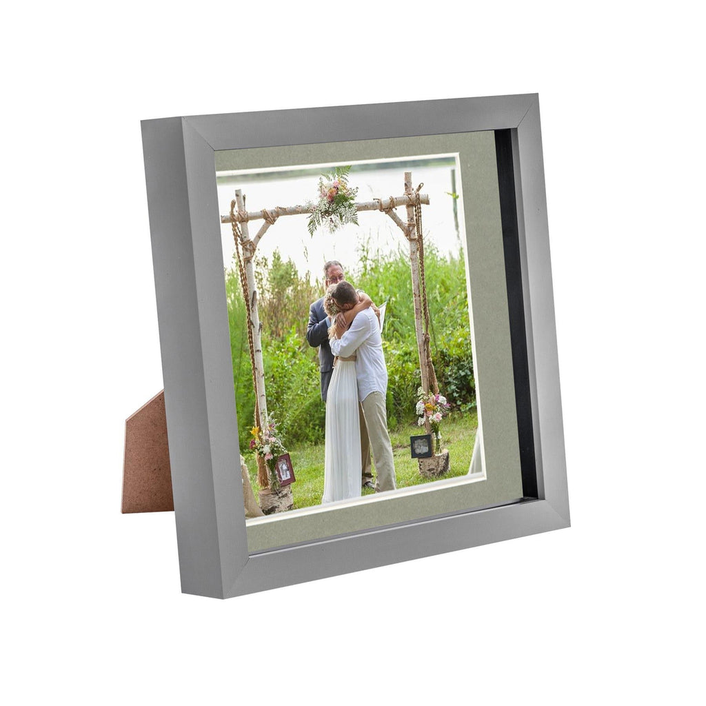 8 x 8 Grey 3D Box Photo Frame - with 6 x 6 Mount