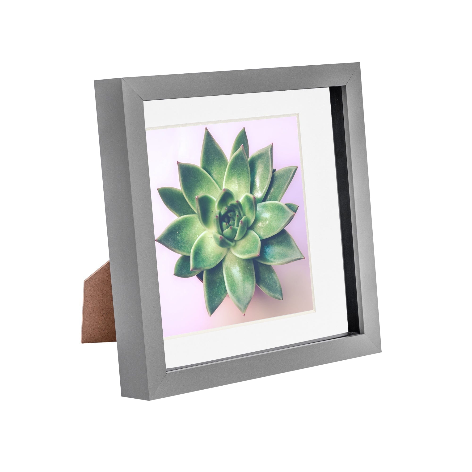 8 x 8 Grey 3D Box Photo Frame - with 6 x 6 Mount