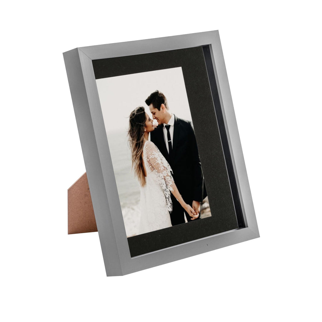 8 x 10 Grey 3D Box Photo Frame - with 5 x 7 Mount
