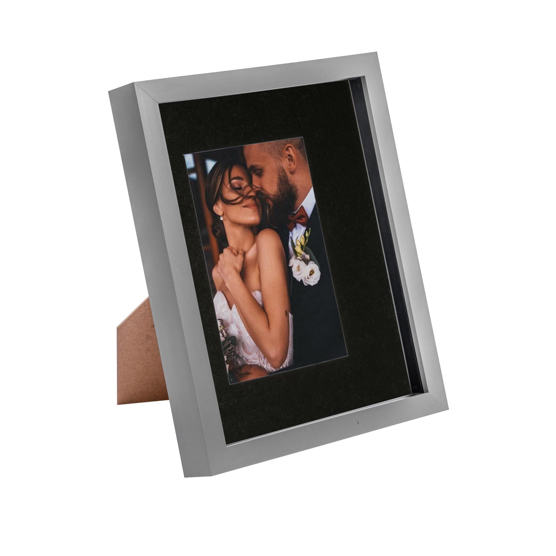 8 x 10 Grey 3D Box Photo Frame - with 4 x 6 Mount