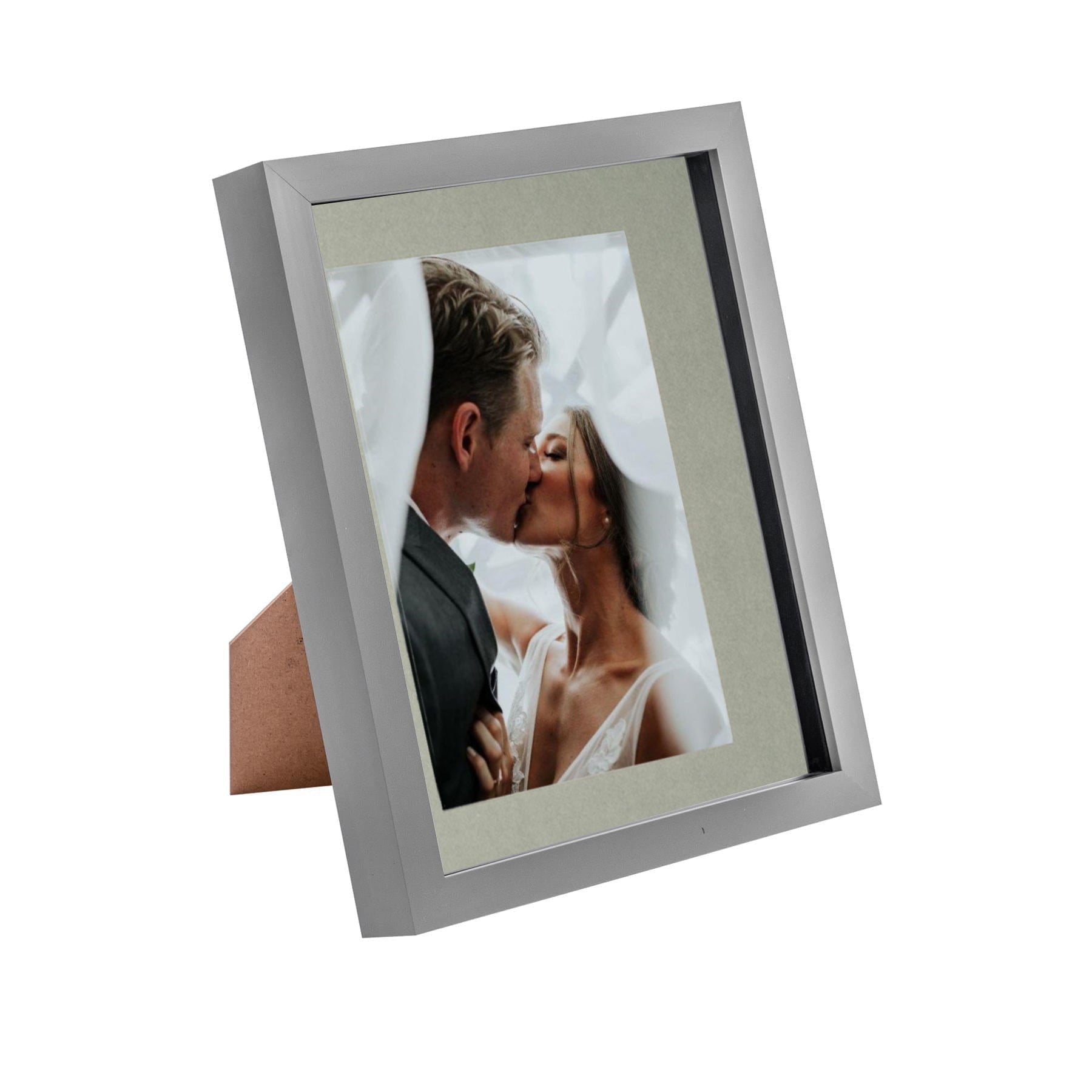 8 x 10 Grey 3D Box Photo Frame - with 5 x 7 Mount
