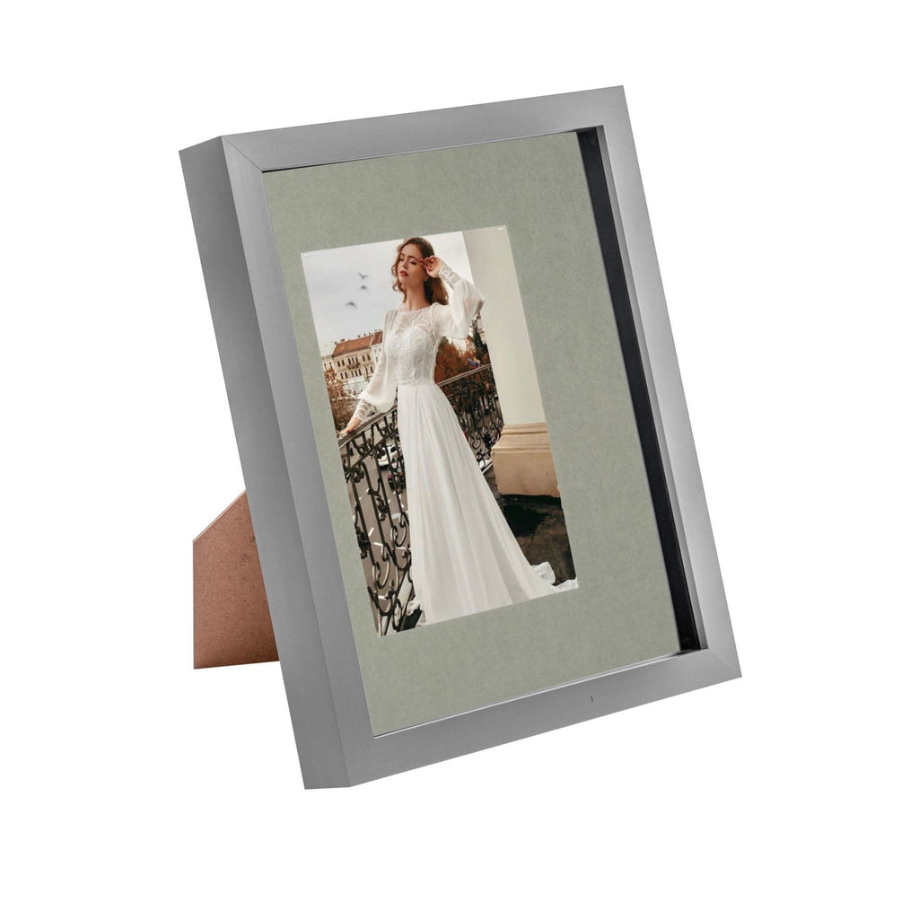 8 x 10 Grey 3D Box Photo Frame - with 4 x 6 Mount