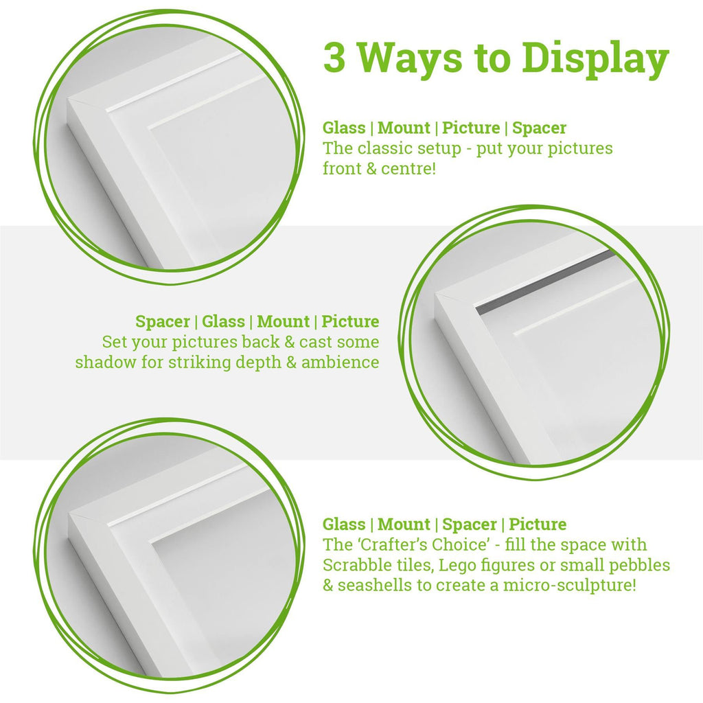 8 x 10 Black 3D Deep Box Photo Frame - with 5 x 7 Mount