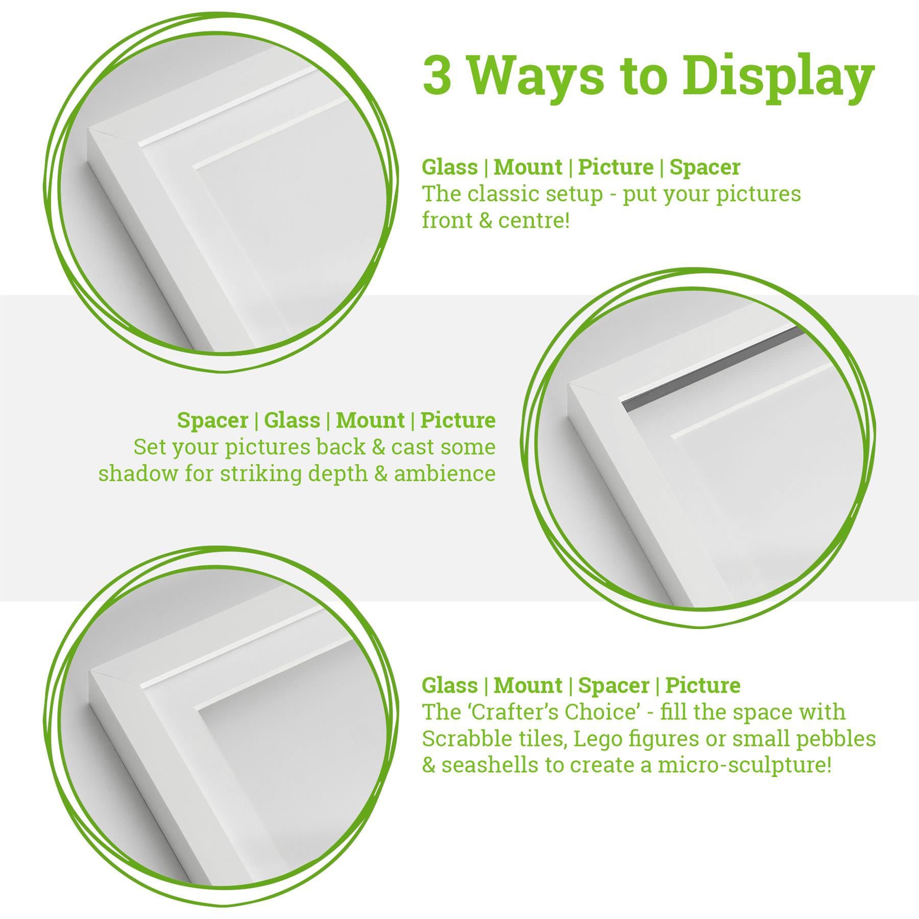 5 x 7 Black 3D Deep Box Photo Frame - with 4 x 6 Mount