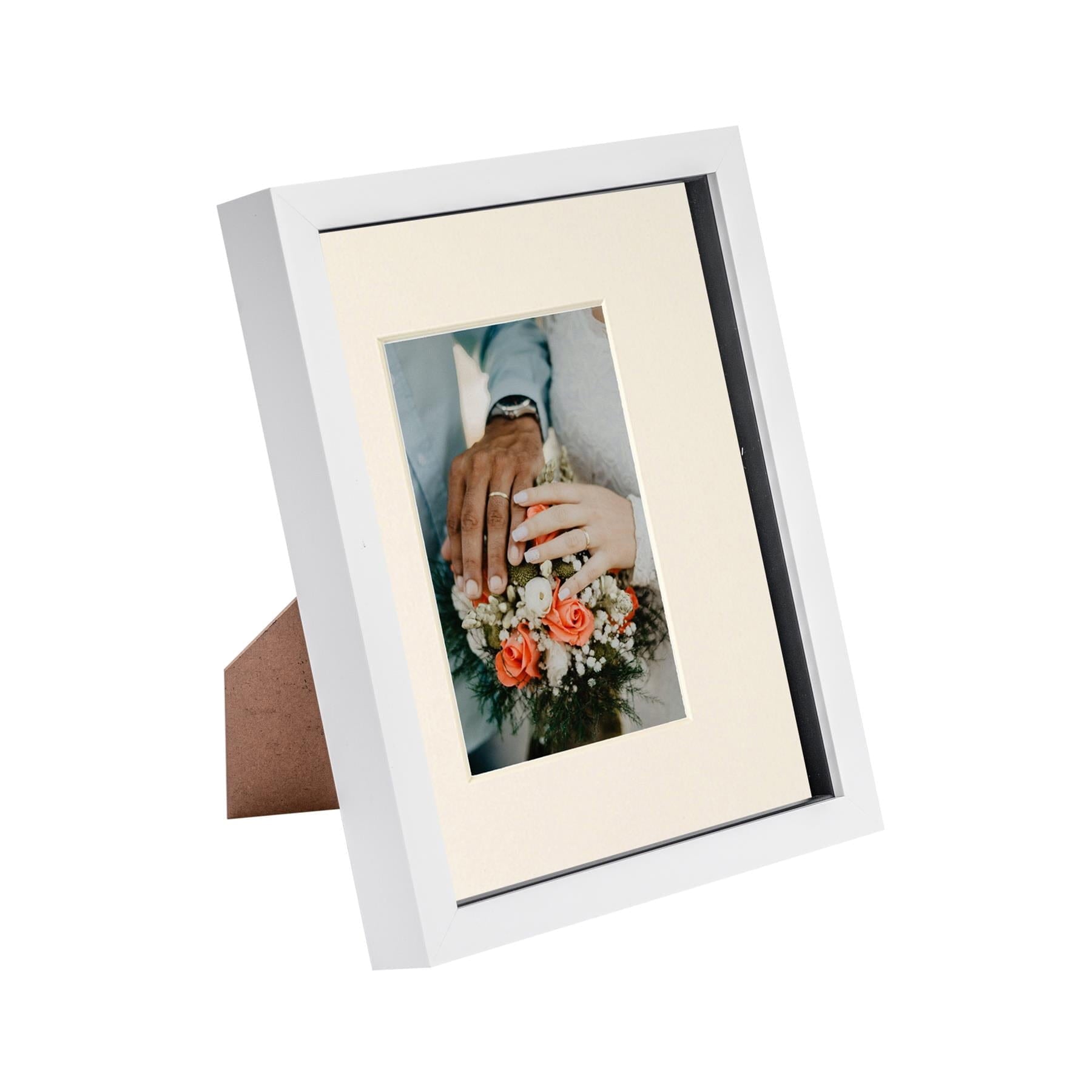 8 x 10 White 3D Box Photo Frame - with 4 x 6 Mount