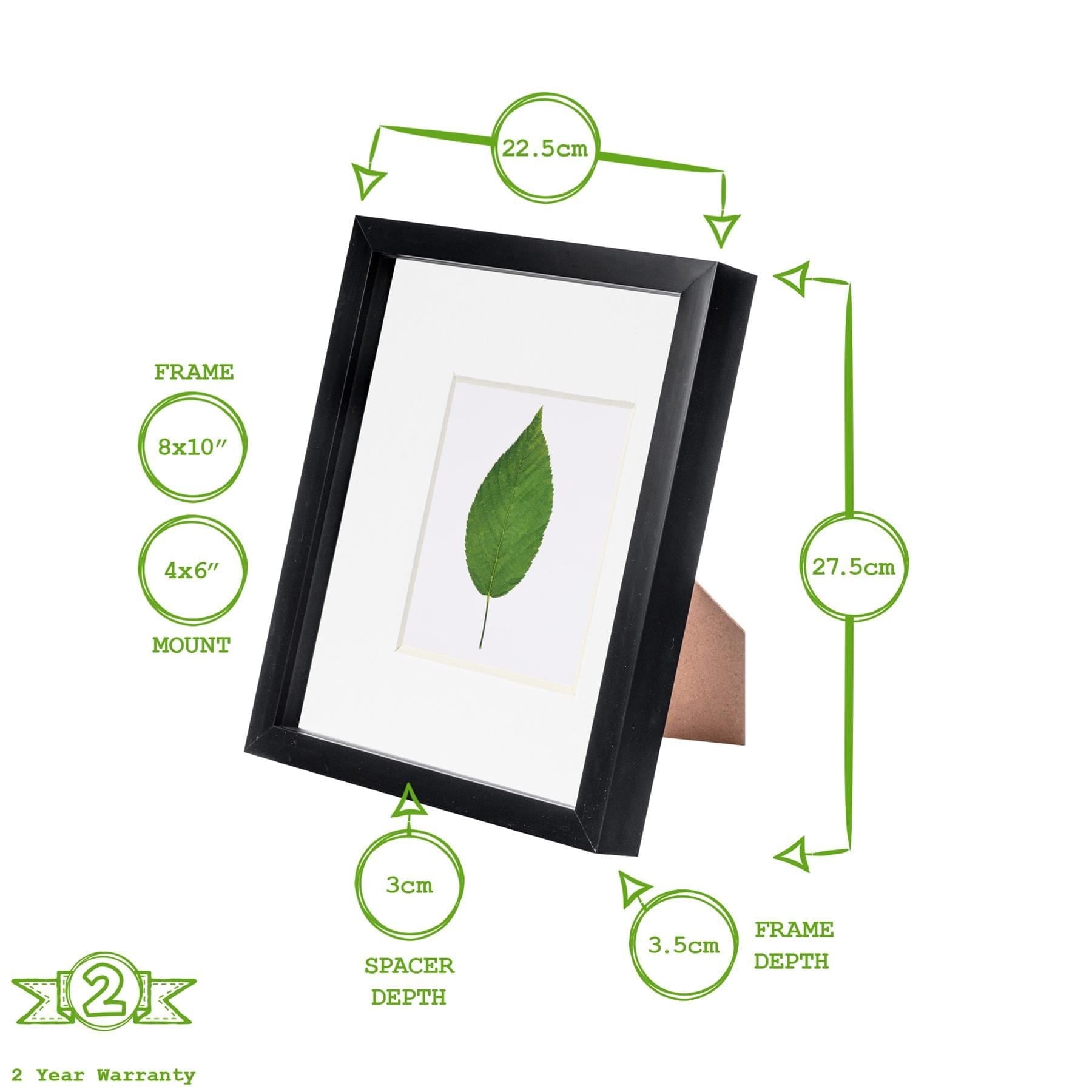 8 x 10 Black 3D Box Photo Frame - with 4 x 6 Mount