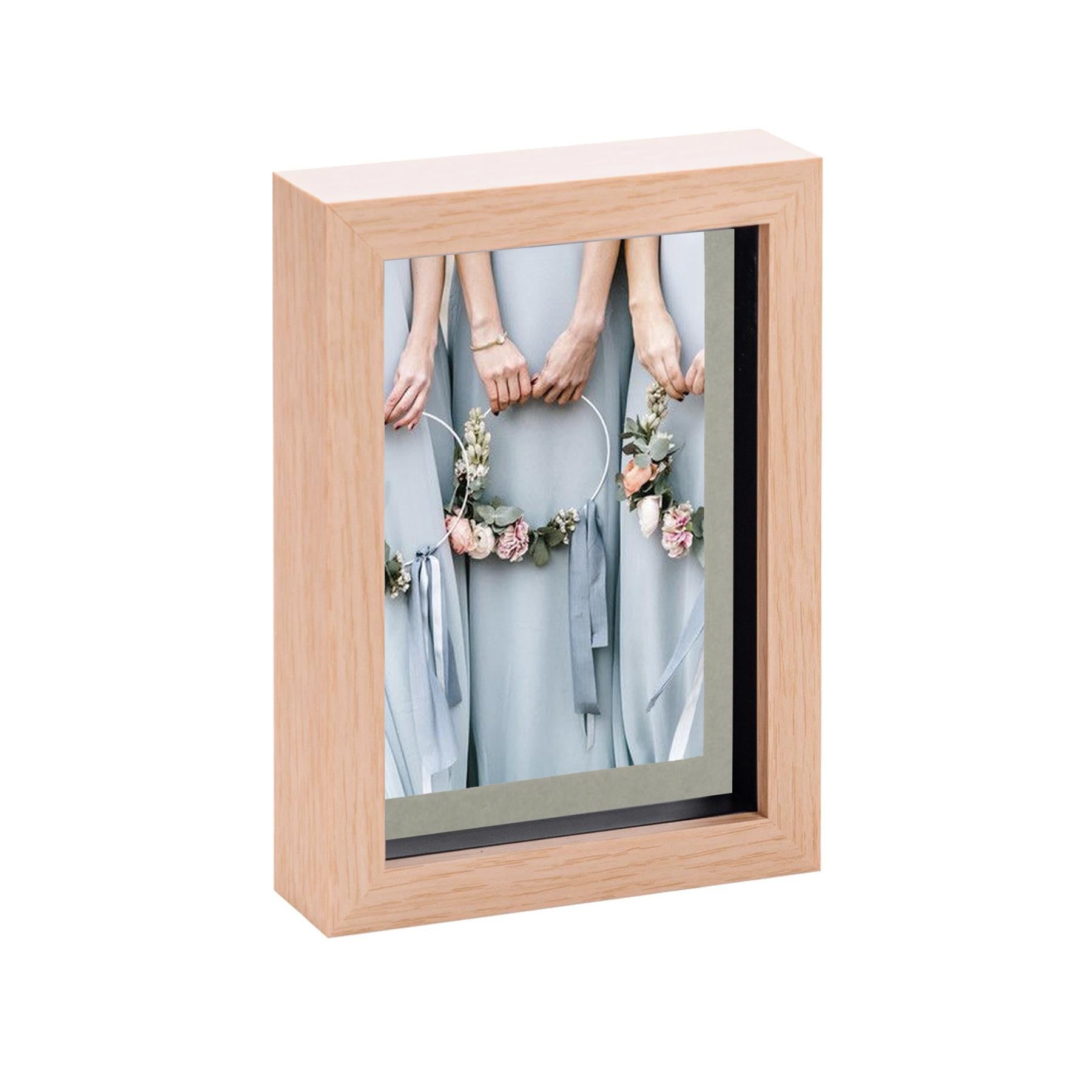 5 x 7 Light Wood 3D Box Photo Frame - with 4 x 6 Mount