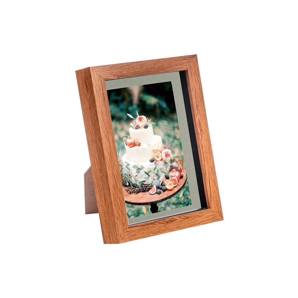 5 x 7 Dark Wood 3D Box Photo Frame - with 4 x 6 Mount