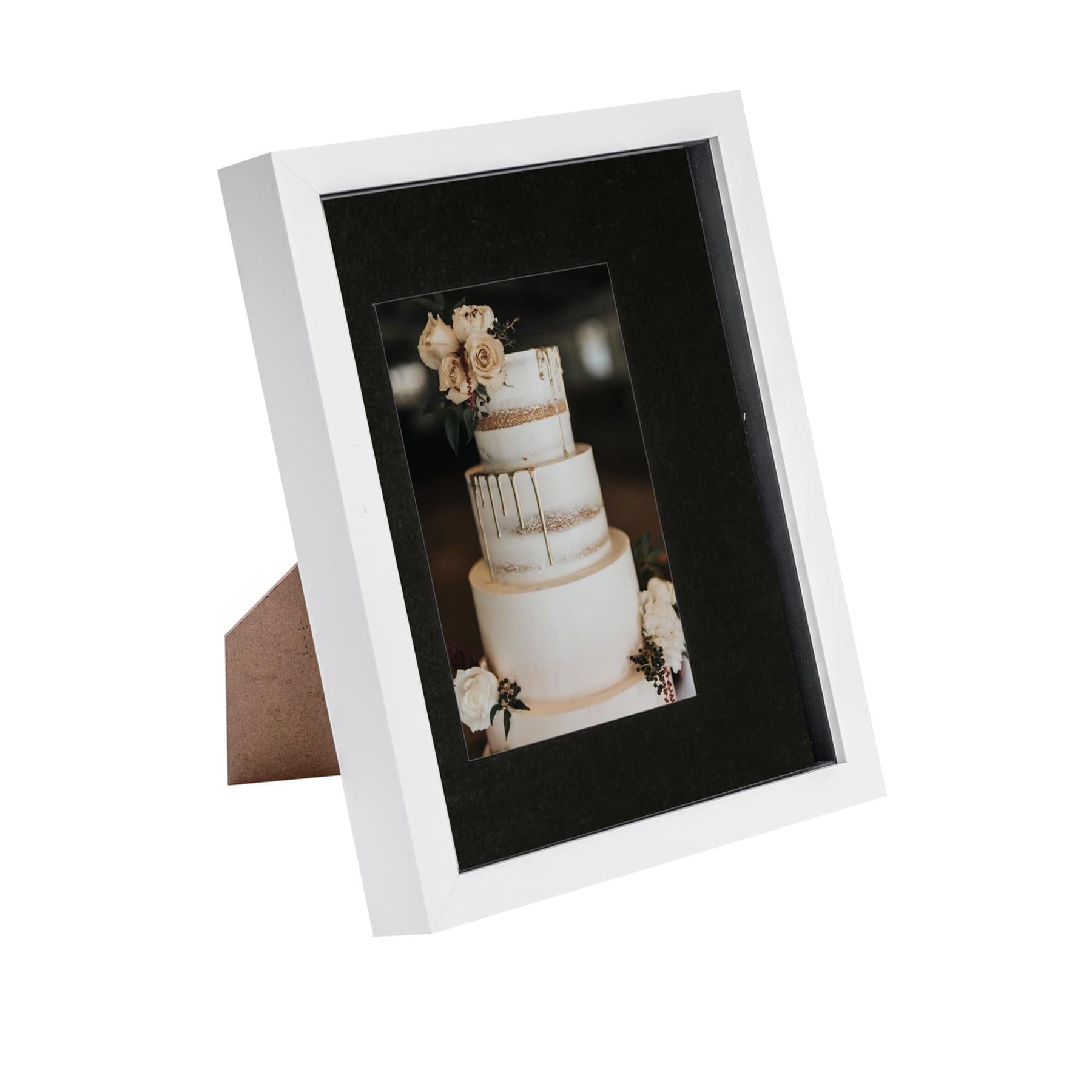 8 x 10 White 3D Box Photo Frame - with 4 x 6 Mount
