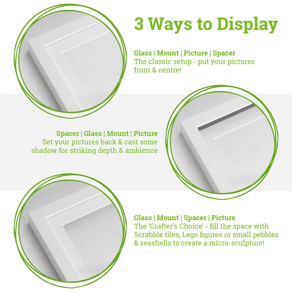 8 x 8 Black 3D Box Photo Frame - with 4 x 4 Mount