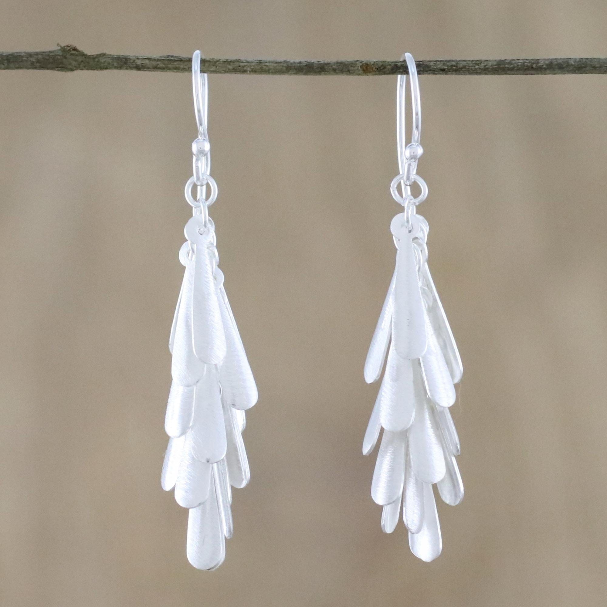 Handmade Sterling Silver Dangle Earrings from Thailand - April Showers